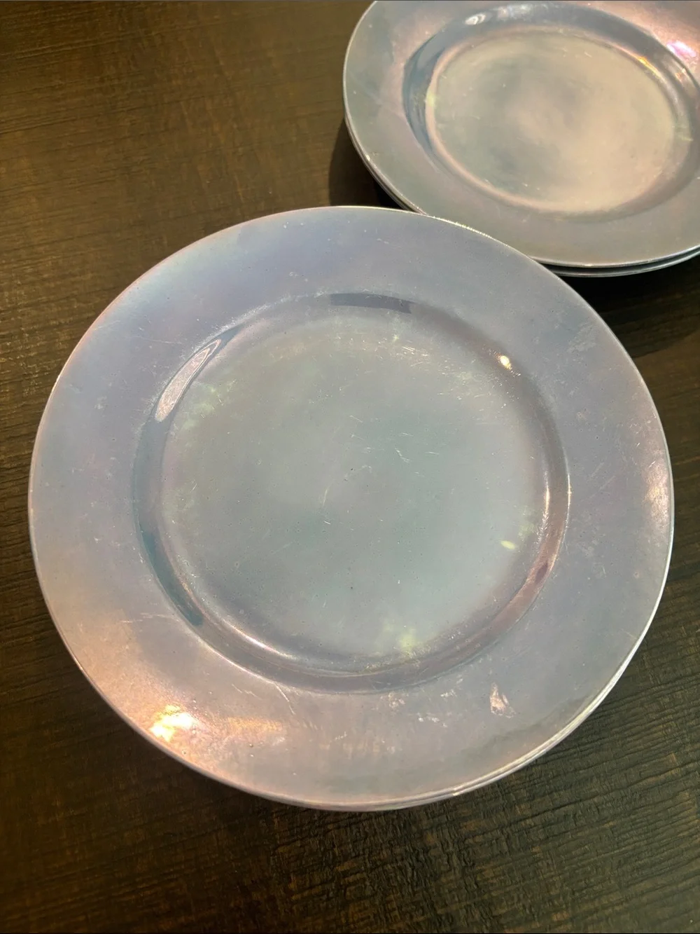Vintage Blue Iridescent Lusterware Side Plates, Japanese Porcelain, Set of 6